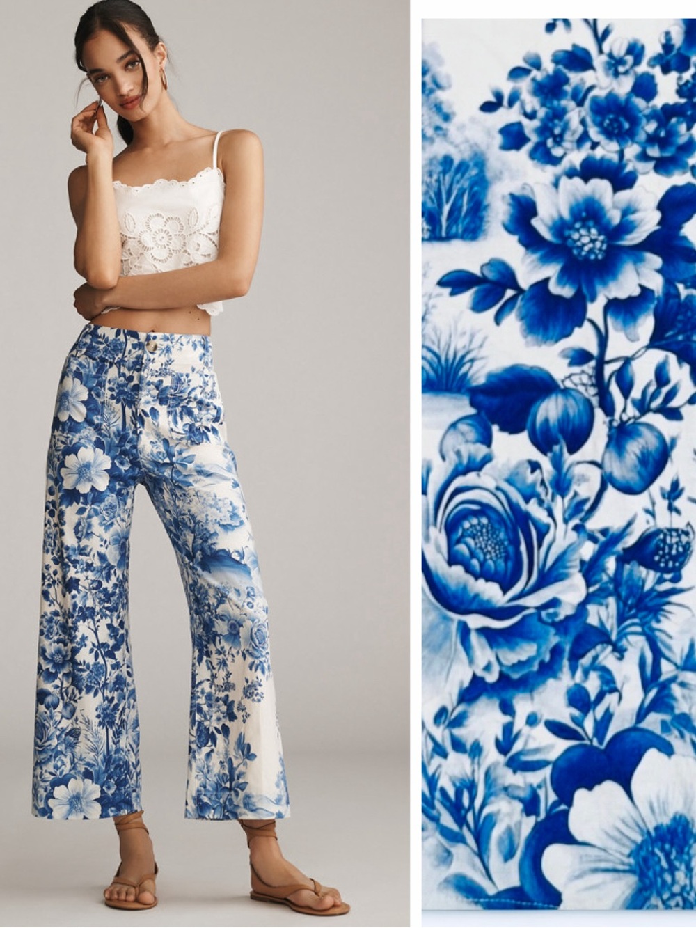 Anthropologie Colette Crop Linen Pants Wide-Leg Maeve Floral Size 31P